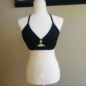 Black halter bikini top bathing suit, Small